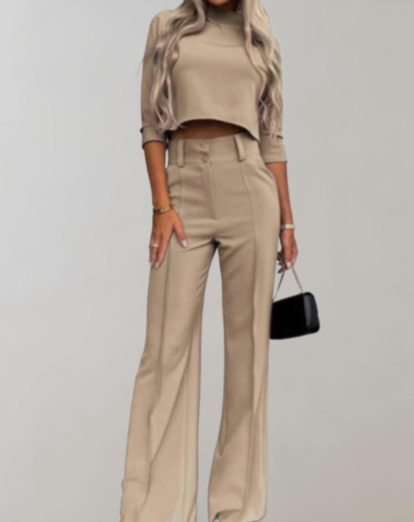 Ingrid Set | Wide-Leg Pants with 3/4 Sleeve Top Two-piece Set