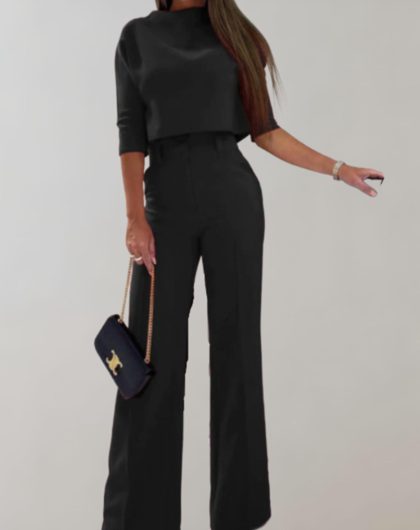 Ingrid Set | Wide-Leg Pants with 3/4 Sleeve Top Two-piece Set