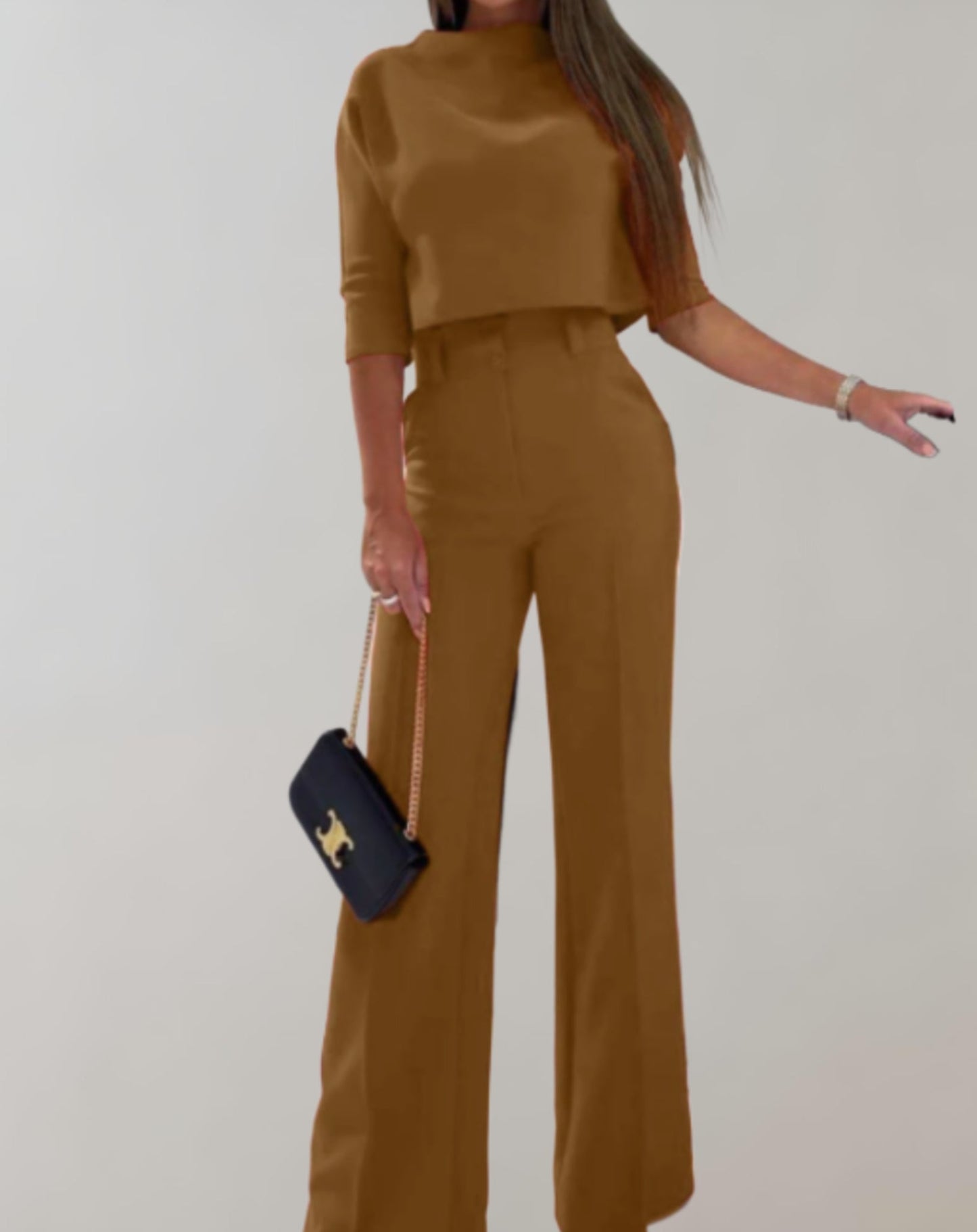 Ingrid Set | Wide-Leg Pants with 3/4 Sleeve Top Two-piece Set