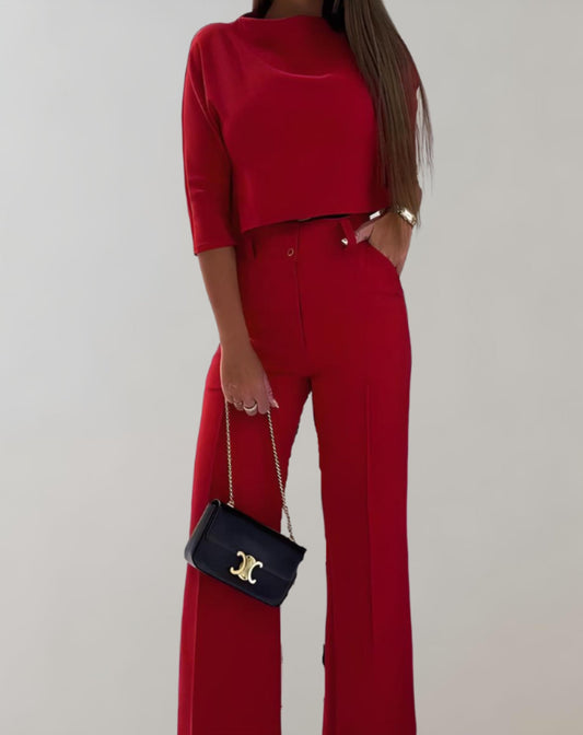 Ingrid Set | Wide-Leg Pants with 3/4 Sleeve Top Two-piece Set