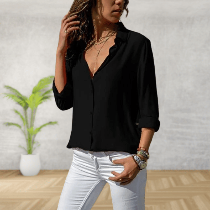 Gaella Blouse | Women’s Classic Button-Down Blouse with Collar and Long Sleeves