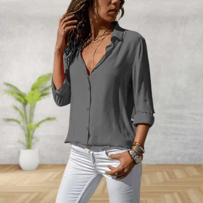 Gaella Blouse | Women’s Classic Button-Down Blouse with Collar and Long Sleeves