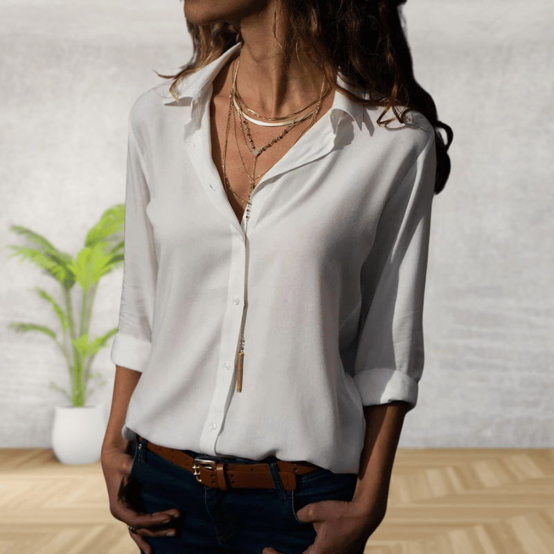 Gaella Blouse | Women’s Classic Button-Down Blouse with Collar and Long Sleeves