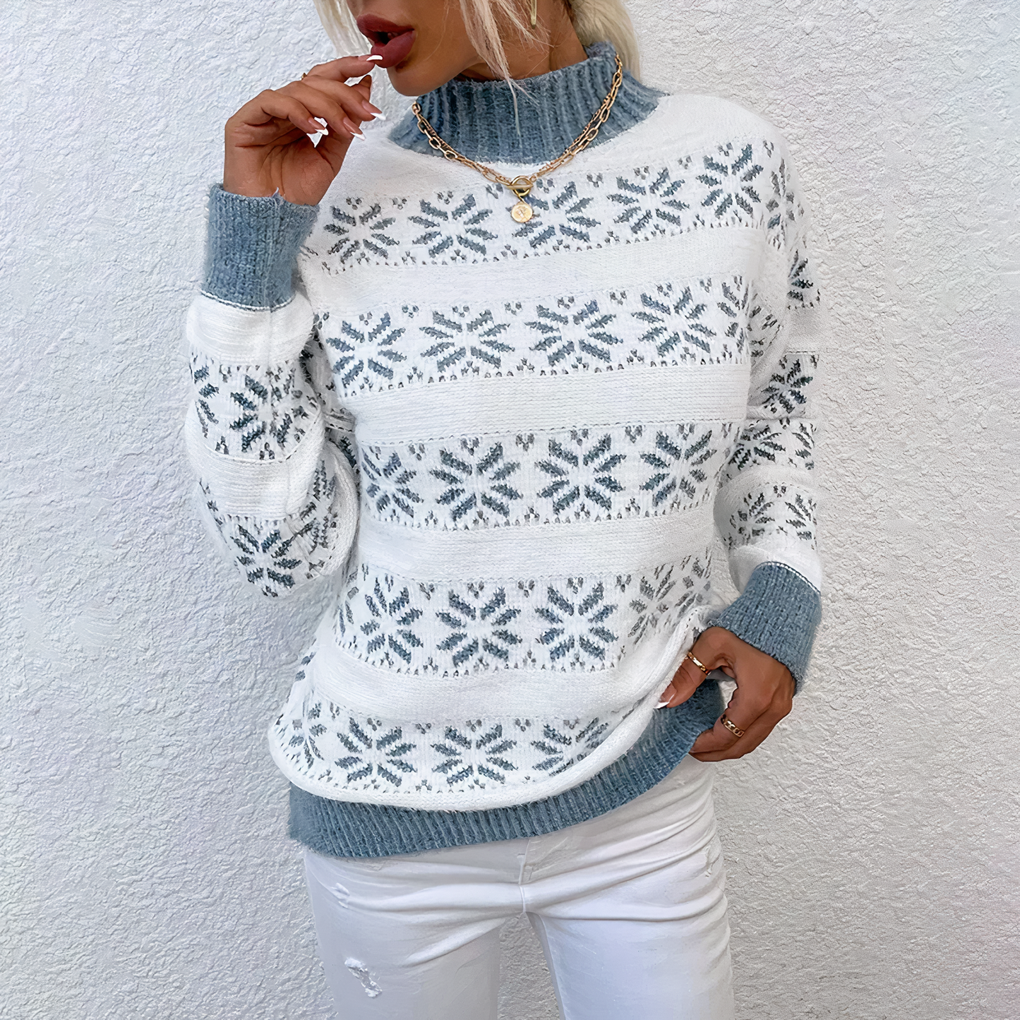 Frances Snowflake Sweater | Winter Knit with Festive Design