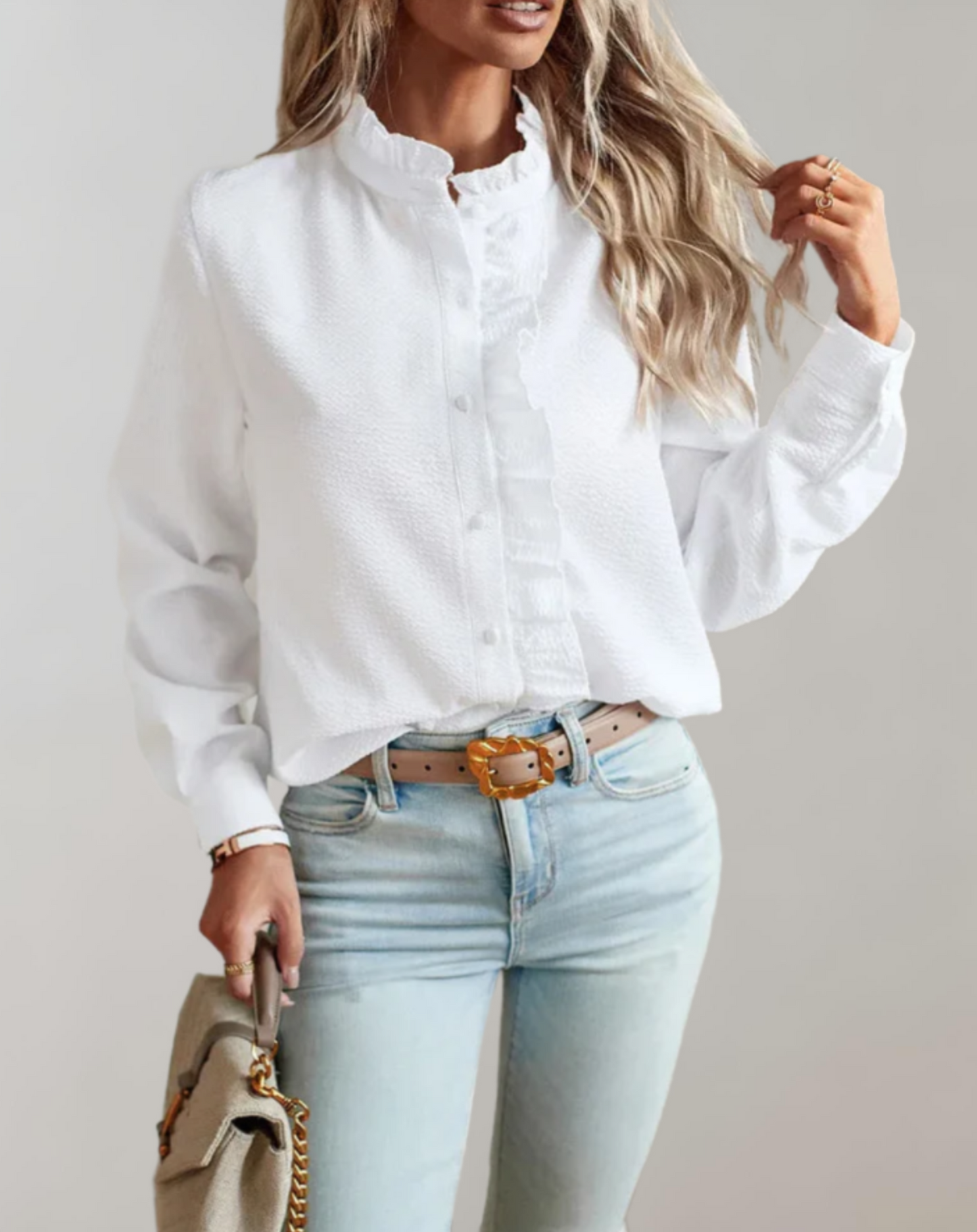 Imari Top | Loose-Fit Blouse with Ruffled Collar