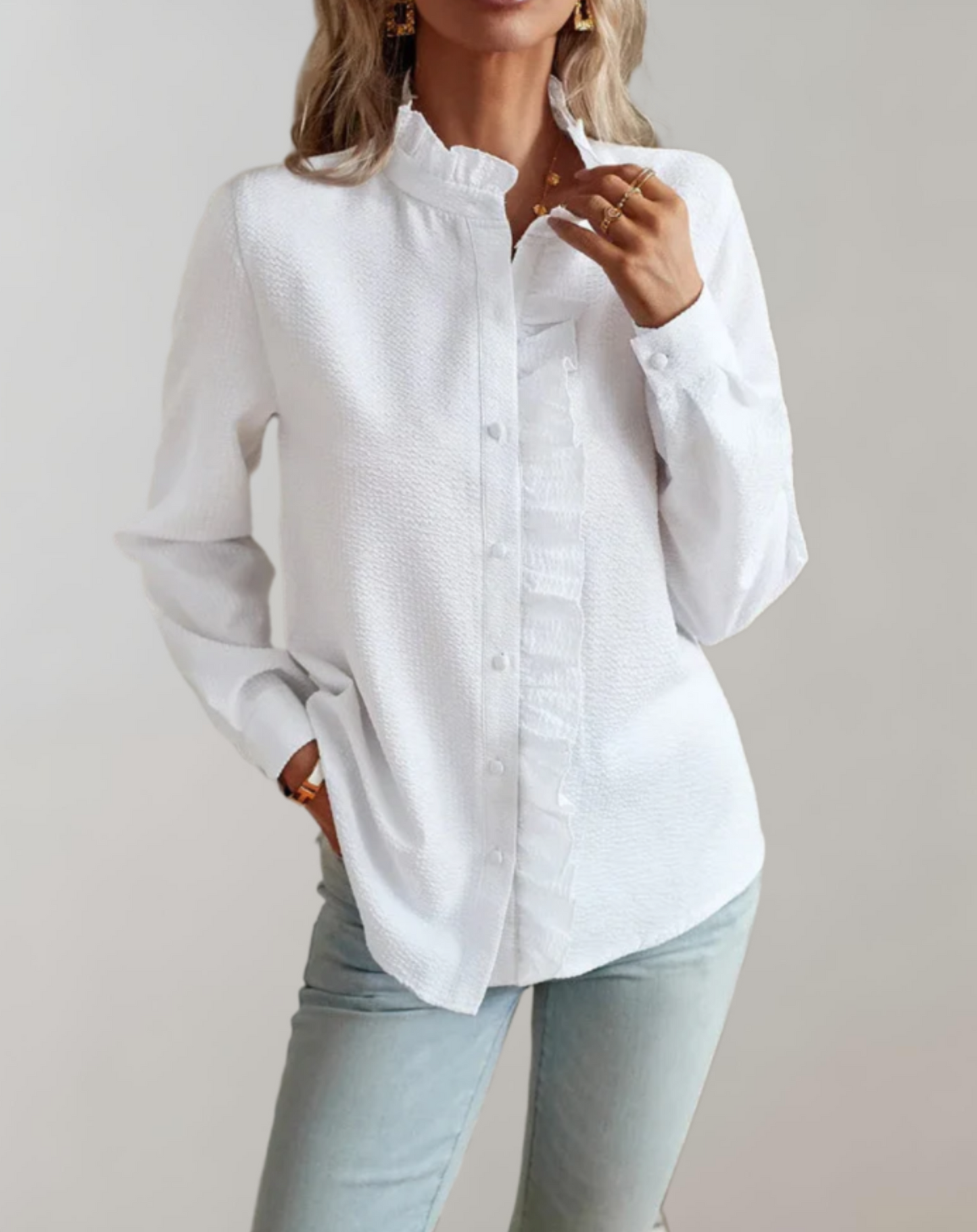 Imari Top | Loose-Fit Blouse with Ruffled Collar