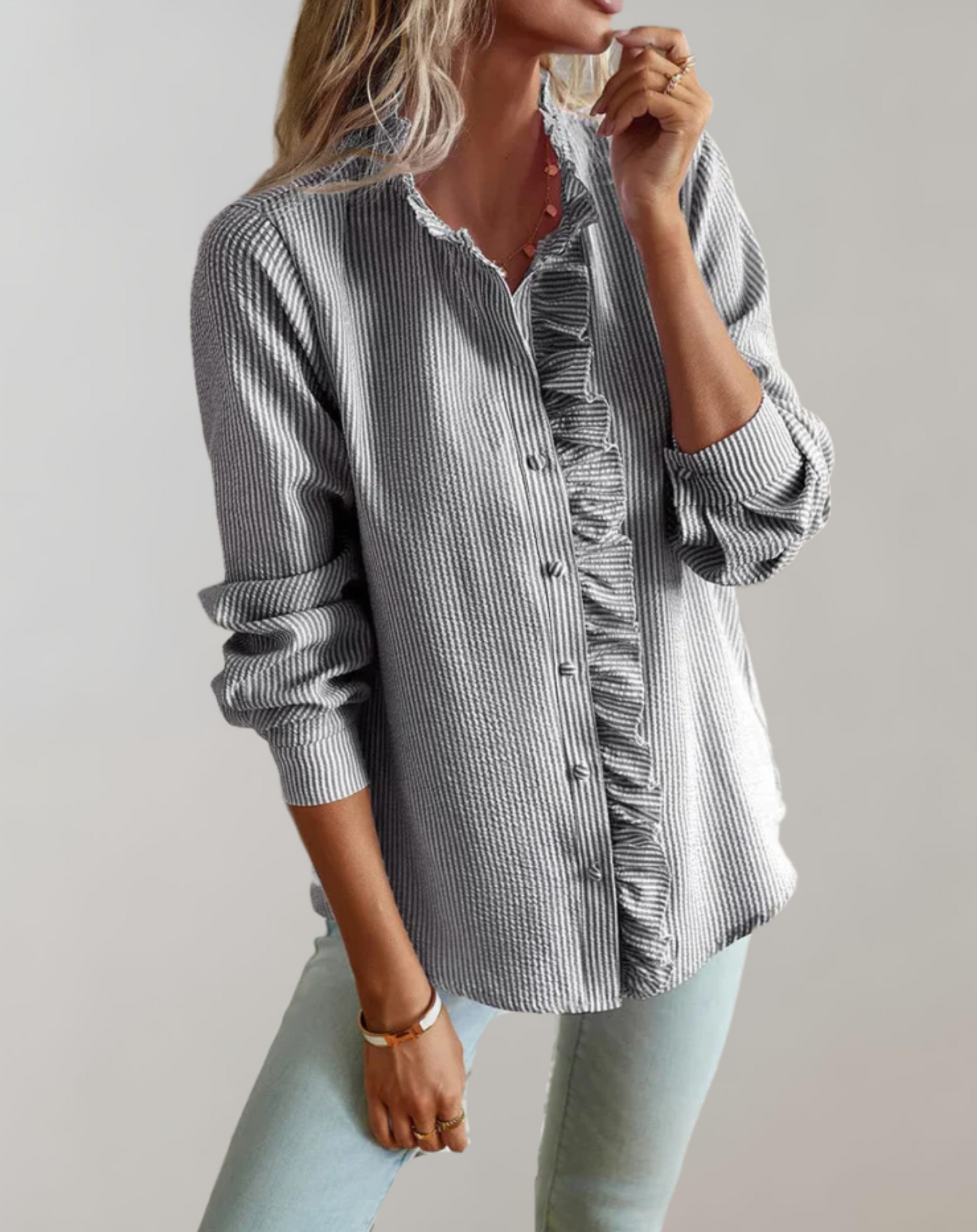 Imari Top | Loose-Fit Blouse with Ruffled Collar