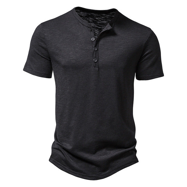 Basil Henley Shirt | Distressed Vintage Men’s Button Tee