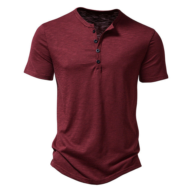 Basil Henley Shirt | Distressed Vintage Men’s Button Tee