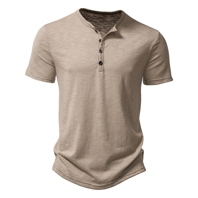 Basil Henley Shirt | Distressed Vintage Men’s Button Tee