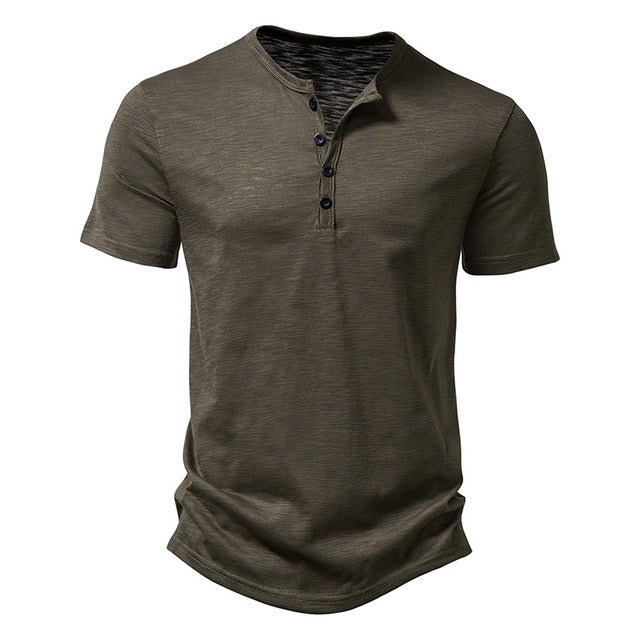 Basil Henley Shirt | Distressed Vintage Men’s Button Tee