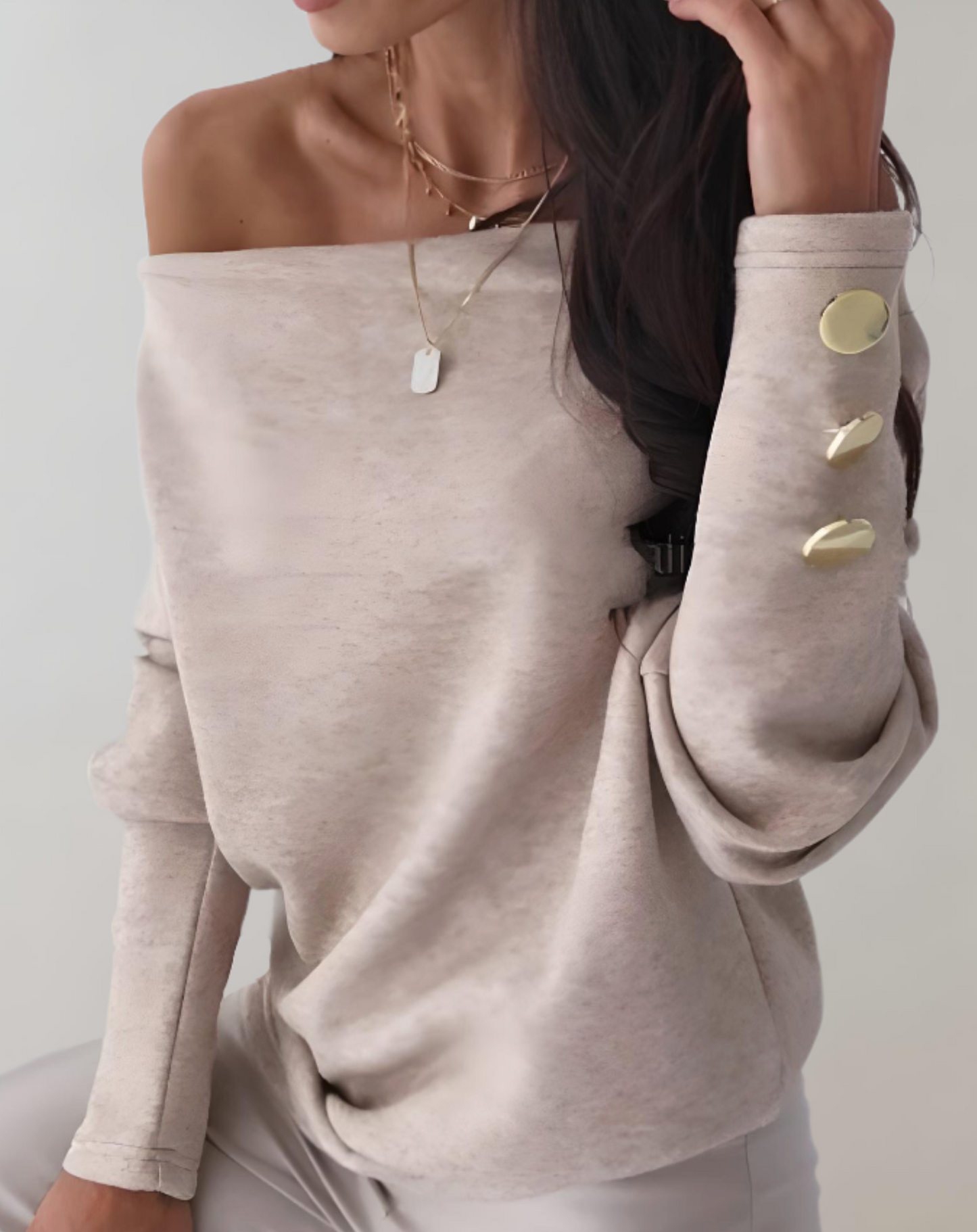 Felicia Sweater | Simple V-Neck Sweater with Sleeve Buttons