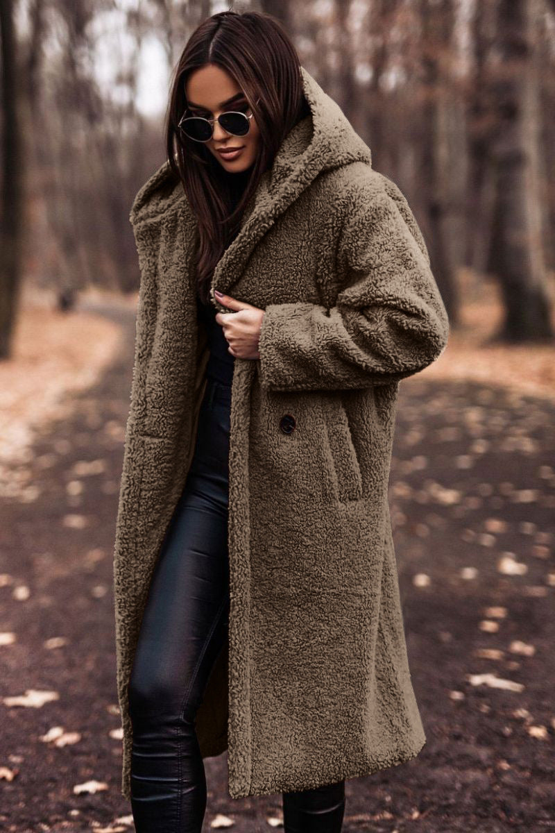 Ilaria Coat | Women's Long Hooded Teddy Coat