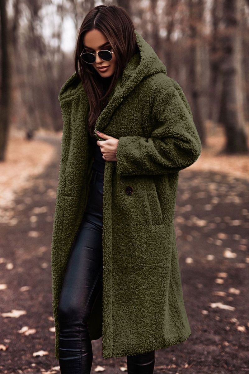 Ilaria Coat | Women's Long Hooded Teddy Coat