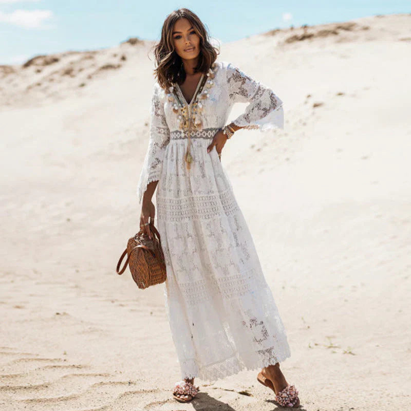 Zainab Boho Dress | Women’s Long Sleeve Flowy Boho Maxi Dress