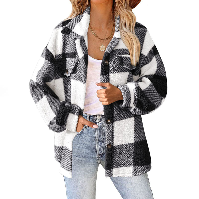 Ozella Coat | Women's Winter Casual Warm Checked Coat