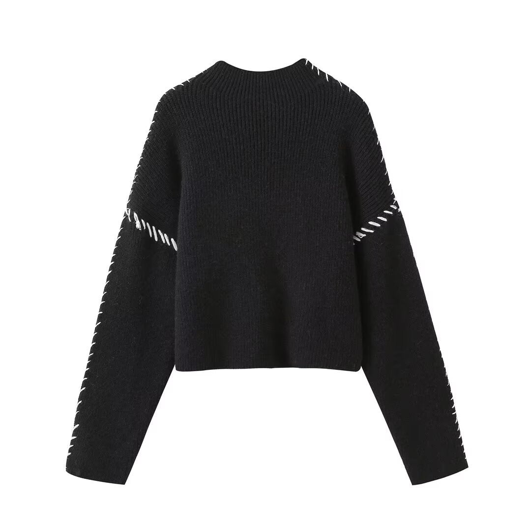 Isabelle Sweater | Turtleneck Sweater with Piqué Details