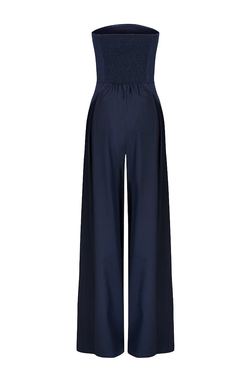 Iolanthe Jumpsuit | Navy Strapless Wide-Leg Jumpsuit