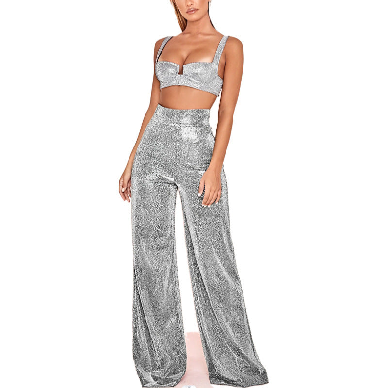 Isadora Metallic Wide-Leg Pants | Elegant & Glamorous