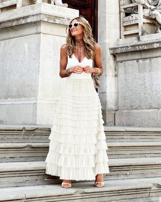 Zella Tulle Skirt | Women’s Layered Flowy Tulle Skirt with Elastic Waist