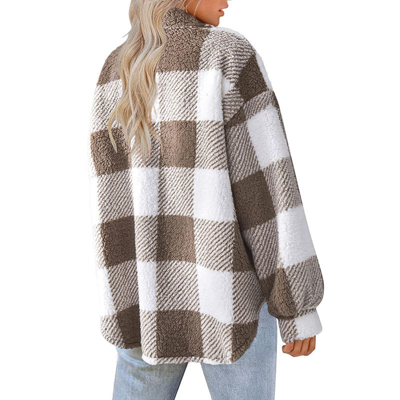 Ozella Coat | Women's Winter Casual Warm Checked Coat