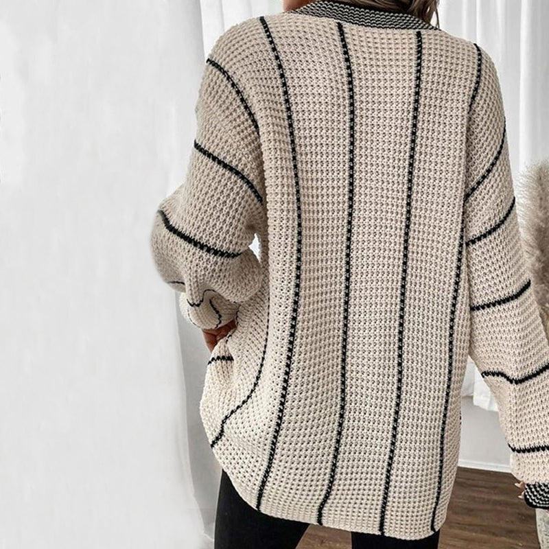 Olinda Jumper | Women's Winter Striped V-Neck Knit Jumper