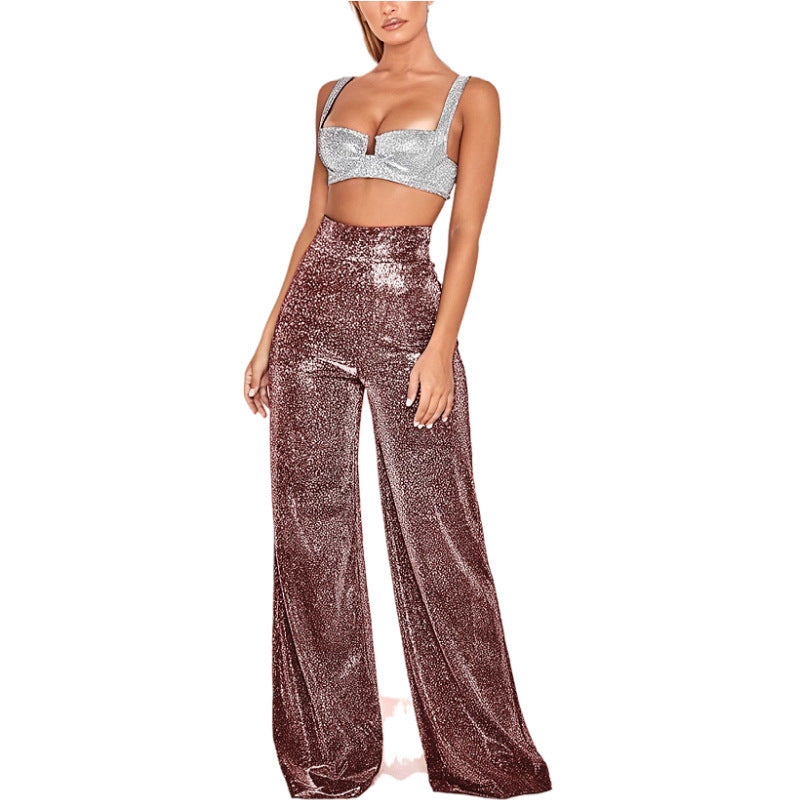 Isadora Metallic Wide-Leg Pants | Elegant & Glamorous