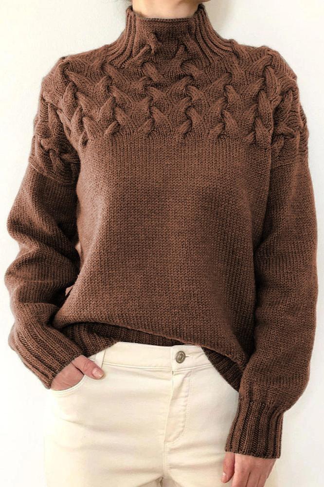 Izabela Sweater | High-Neck Cable Knit Sweater