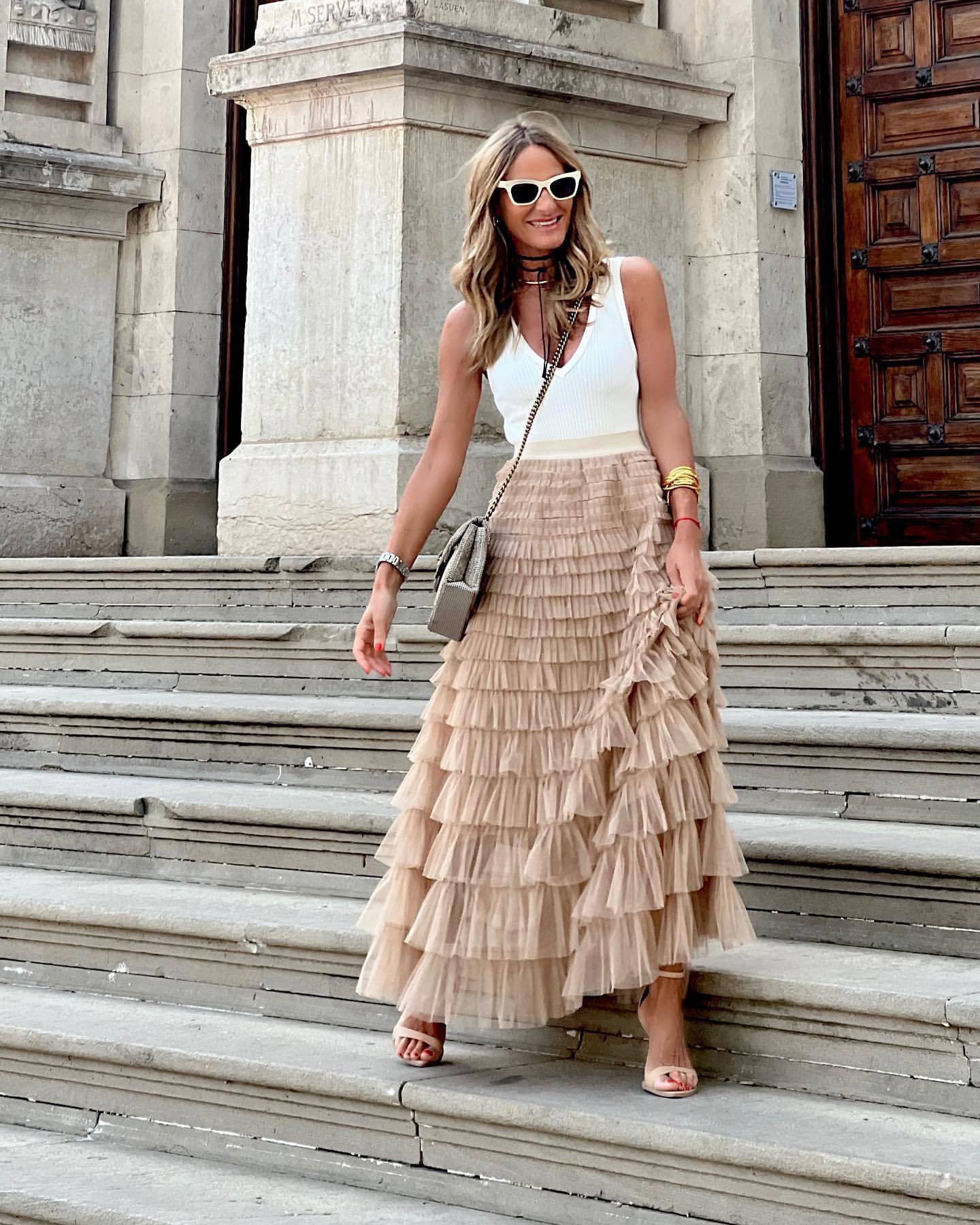 Zella Tulle Skirt | Women’s Layered Flowy Tulle Skirt with Elastic Waist
