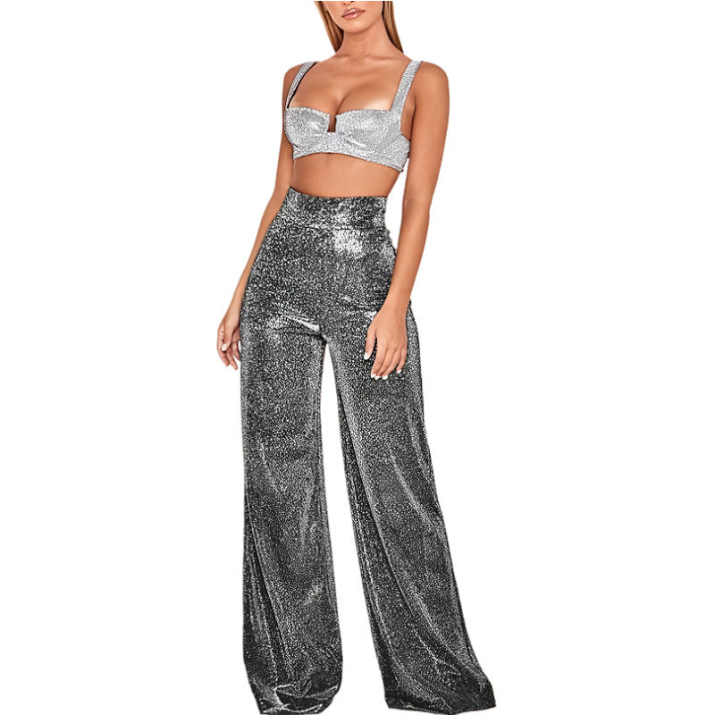 Isadora Metallic Wide-Leg Pants | Elegant & Glamorous