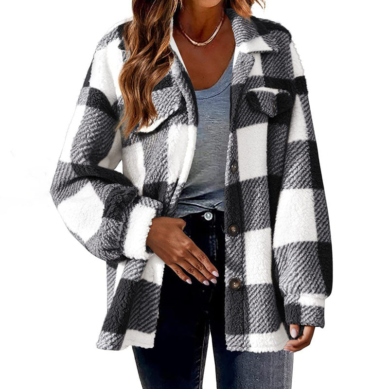 Ozella Coat | Women's Winter Casual Warm Checked Coat