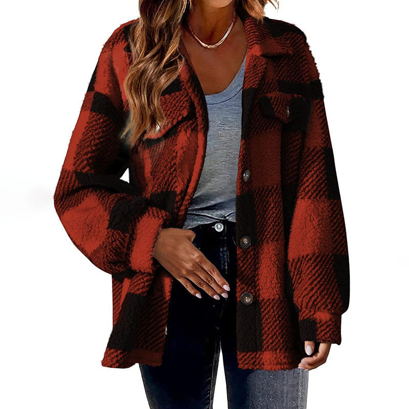 Ozella Coat | Women's Winter Casual Warm Checked Coat