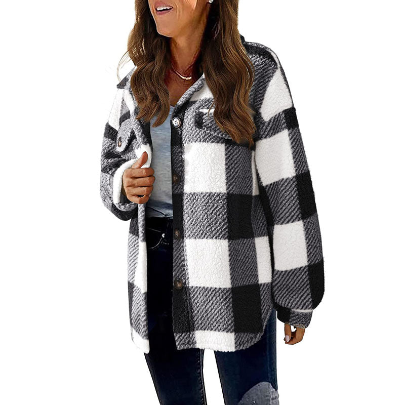 Ozella Coat | Women's Winter Casual Warm Checked Coat