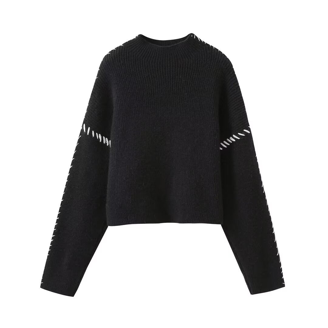 Isabelle Sweater | Turtleneck Sweater with Piqué Details