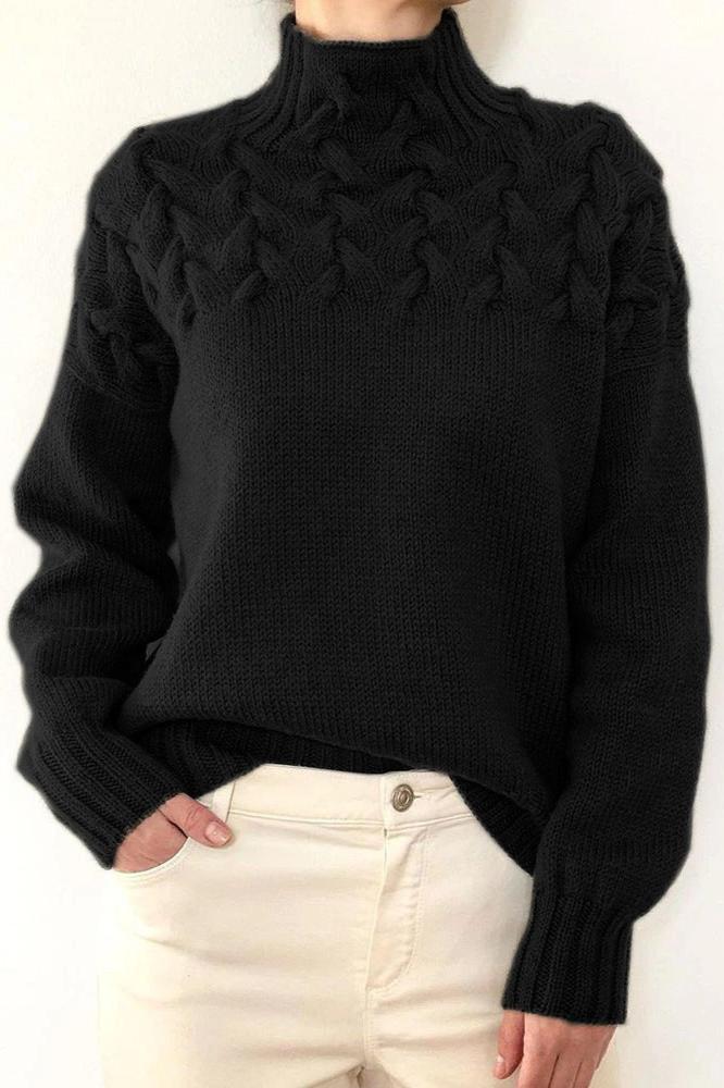 Izabela Sweater | High-Neck Cable Knit Sweater