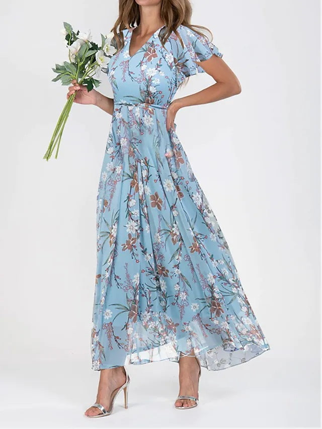 Ziva Elegant Dress | Women’s Midi Dress with Defined Waist and Flowy Skirt