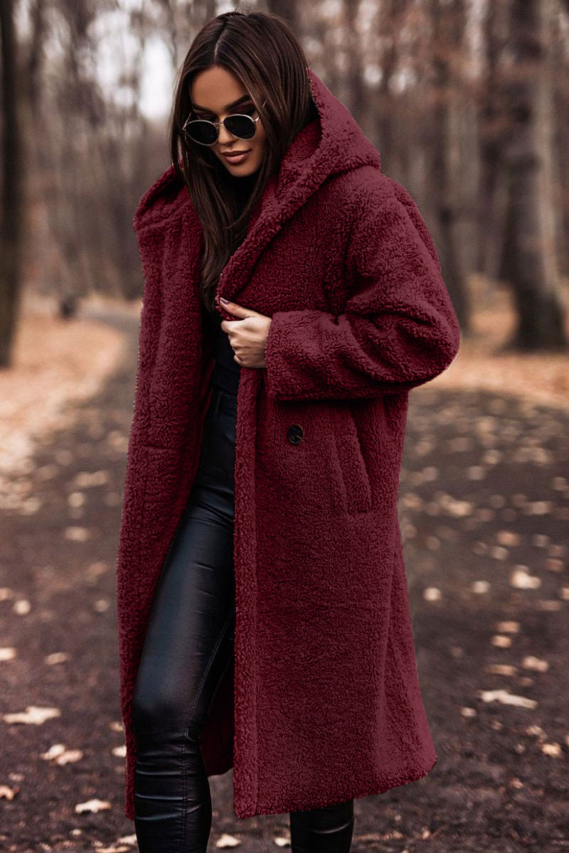 Ilaria Coat | Women's Long Hooded Teddy Coat