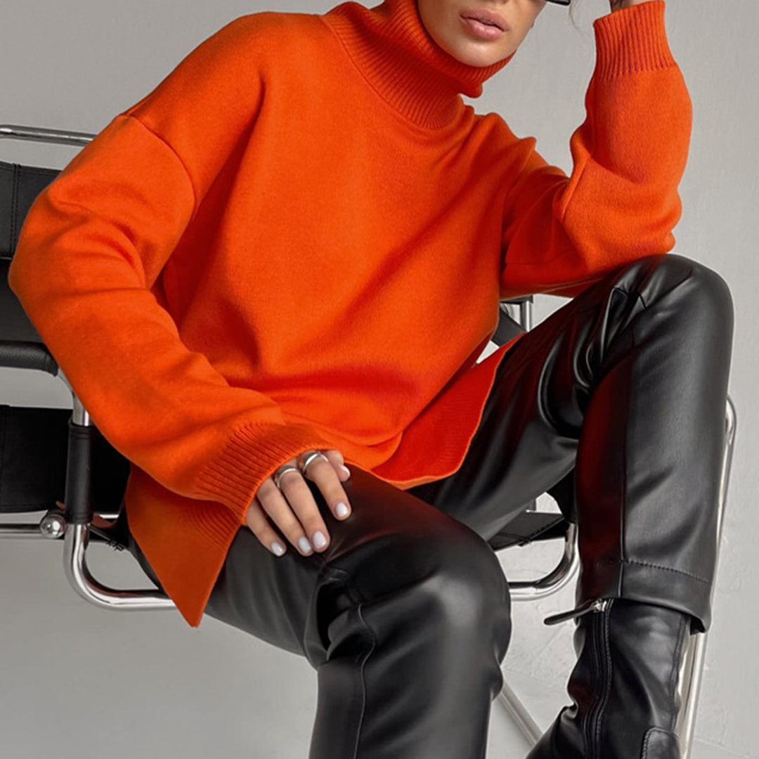 Noelle Jumper | Women's Autumn Oversized Turtleneck Jumper with Side Split