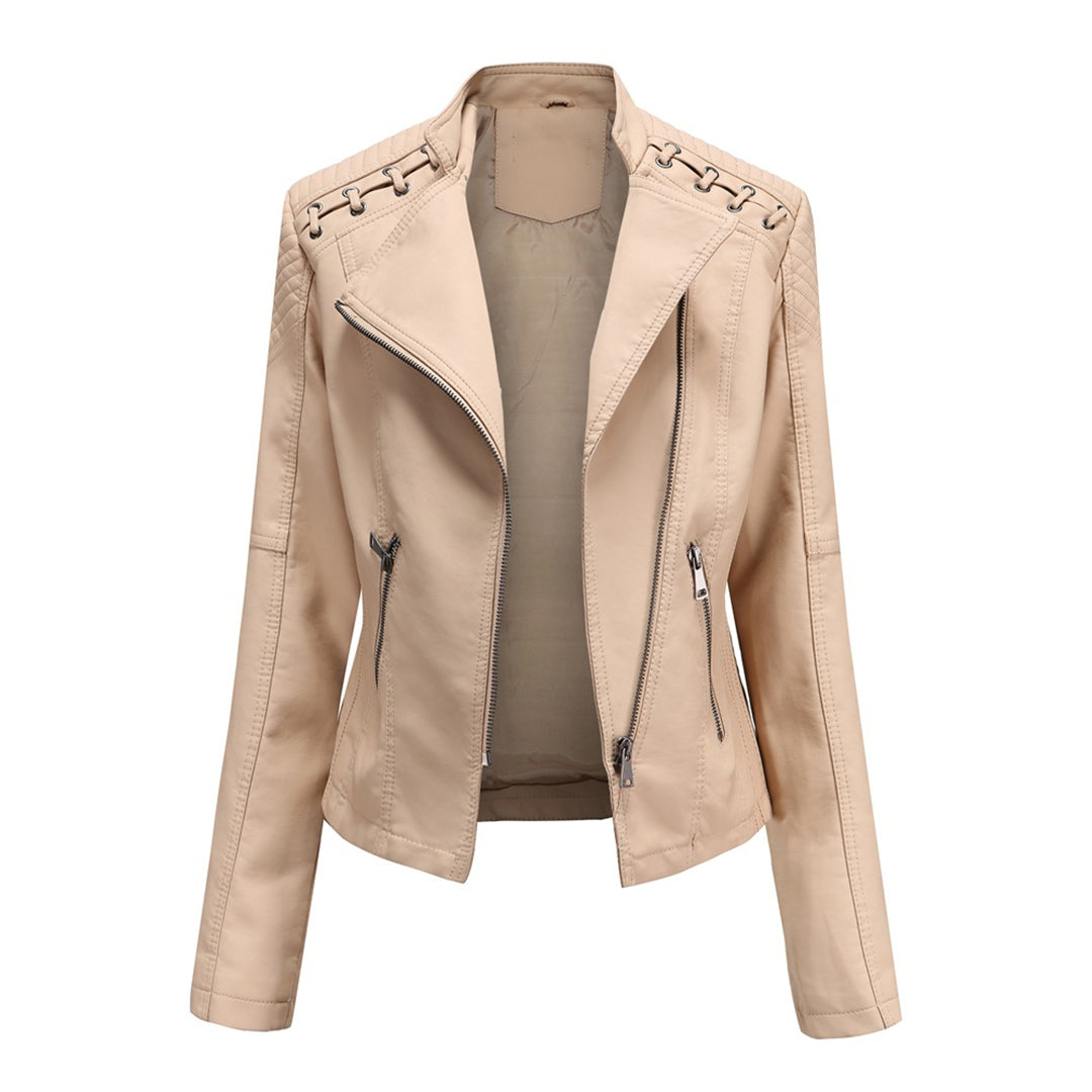 Juliette Jacket | Chic Faux Leather Jacket with Lace-Up Shoulder Detail