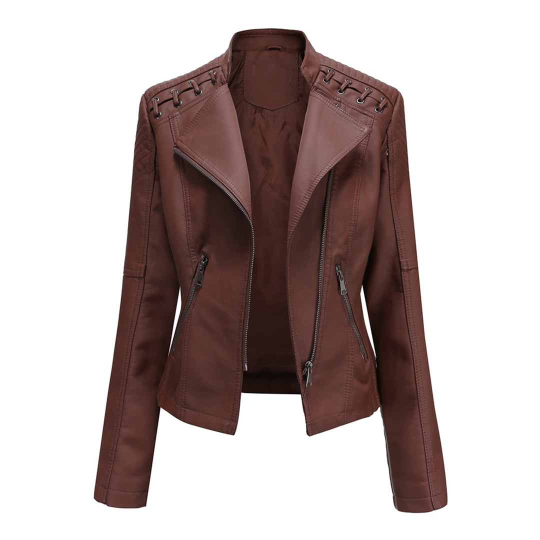 Juliette Jacket | Chic Faux Leather Jacket with Lace-Up Shoulder Detail