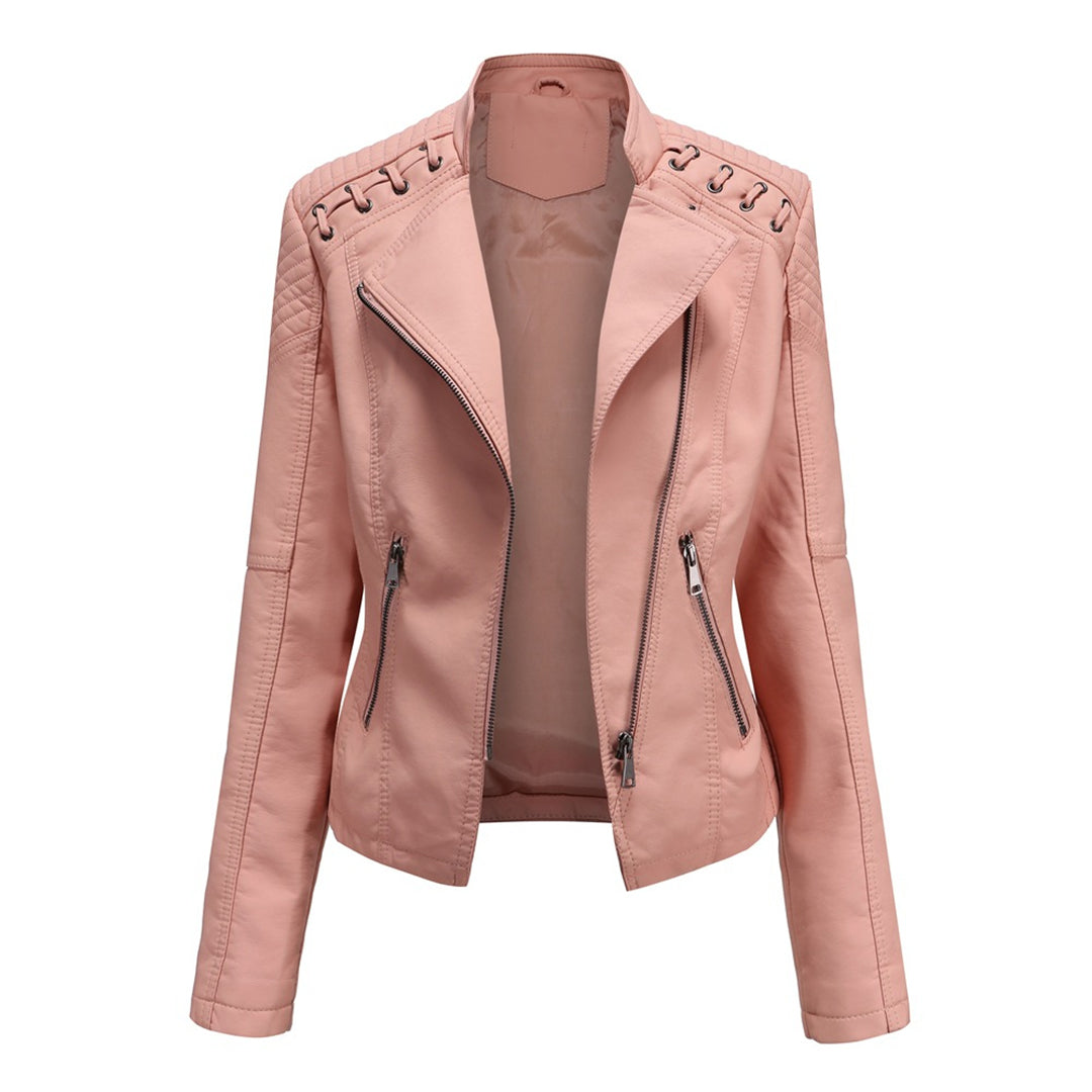 Juliette Jacket | Chic Faux Leather Jacket with Lace-Up Shoulder Detail