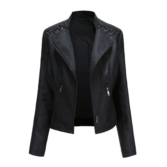 Juliette Jacket | Chic Faux Leather Jacket with Lace-Up Shoulder Detail