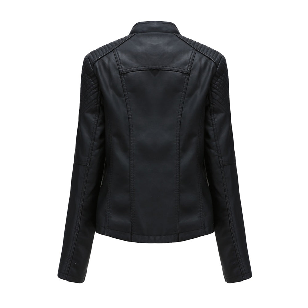 Juliette Jacket | Chic Faux Leather Jacket with Lace-Up Shoulder Detail