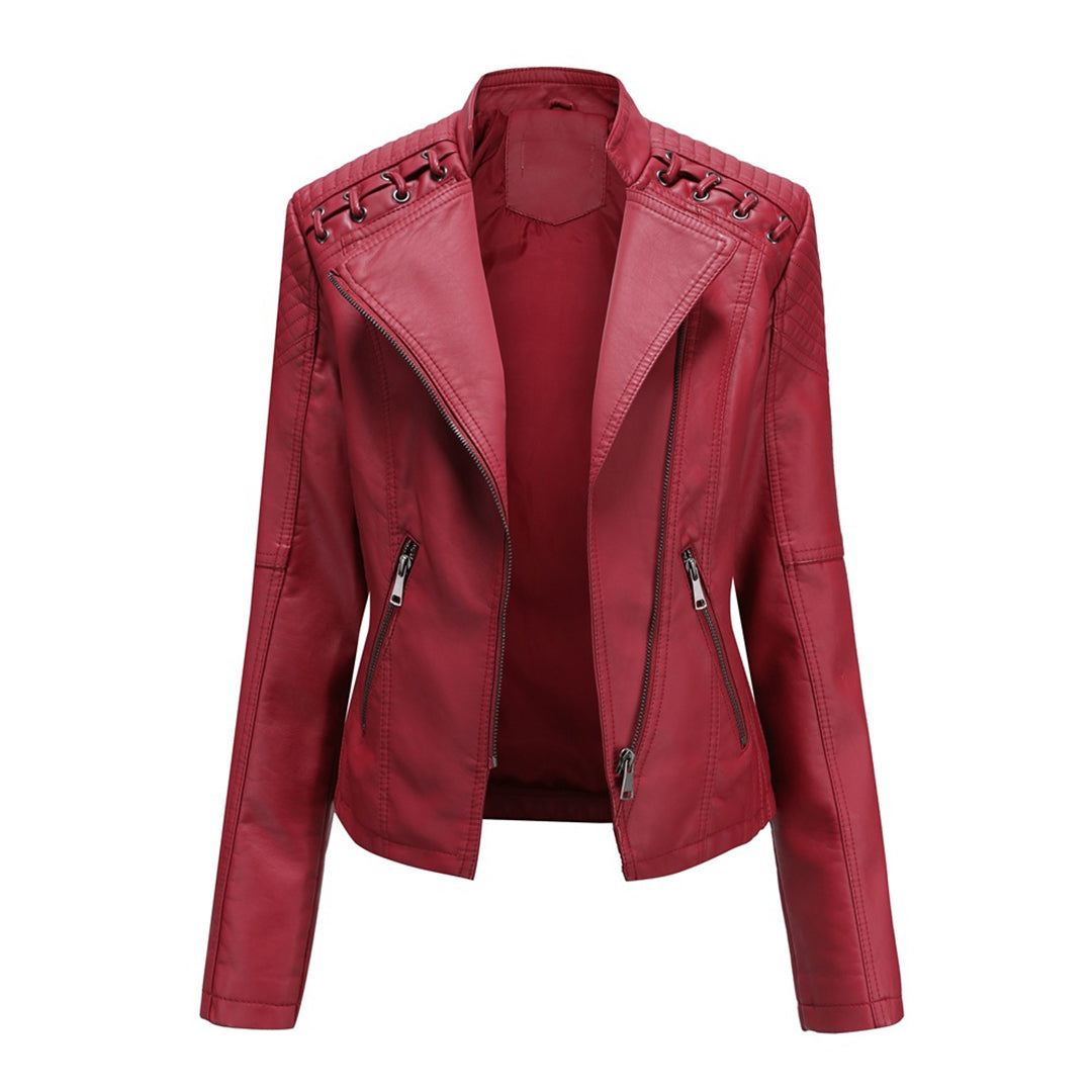 Juliette Jacket | Chic Faux Leather Jacket with Lace-Up Shoulder Detail