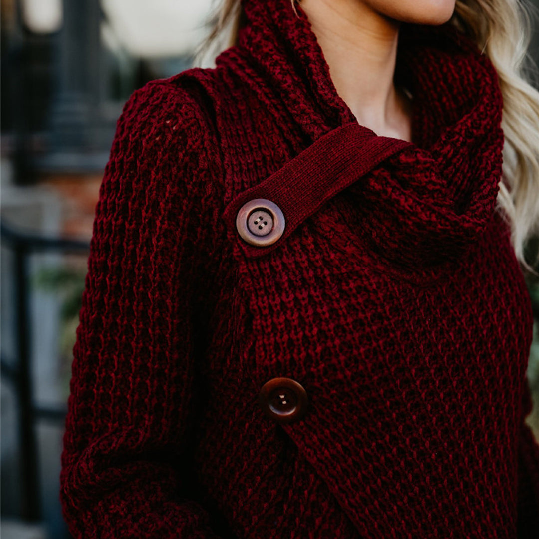 Ioanna Sweater | Cozy Knitted Wrap Sweater with Cowl Neck