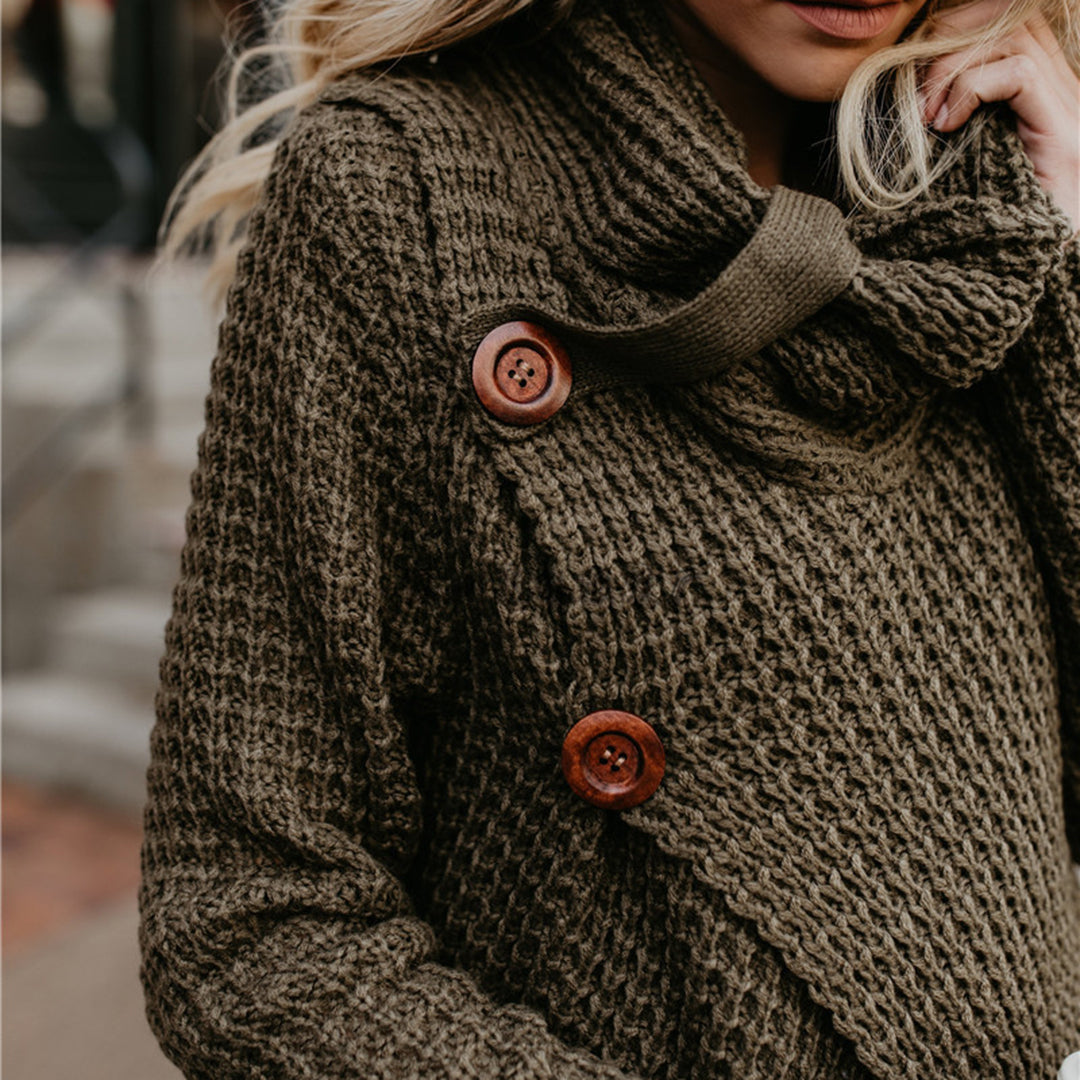 Ioanna Sweater | Cozy Knitted Wrap Sweater with Cowl Neck