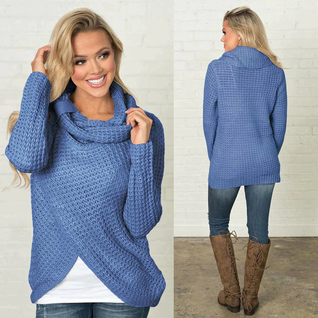 Ioanna Sweater | Cozy Knitted Wrap Sweater with Cowl Neck