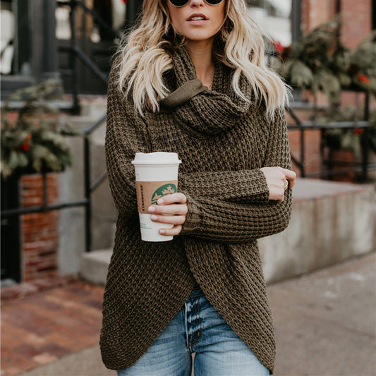 Ioanna Sweater | Cozy Knitted Wrap Sweater with Cowl Neck