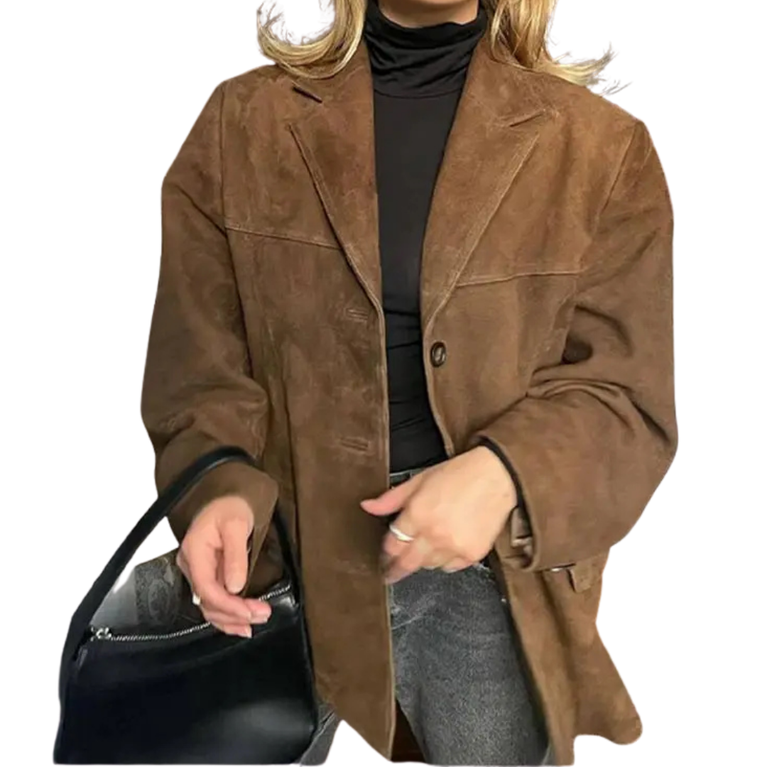 Hannah Jacket | Classic Brown Suede Jacket