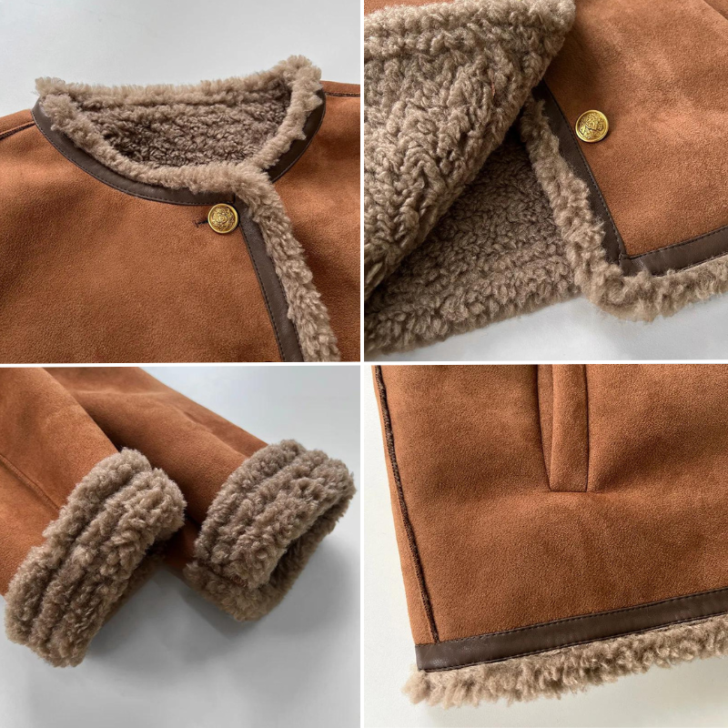 Gracie Jacket | Suede Jacket with Faux Fur Trim